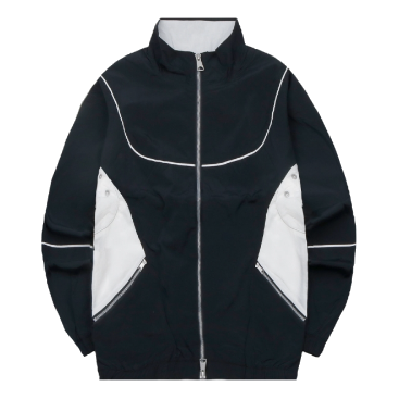 Supreme Logo Piping Hooded Track Jacket 'Black White' SUP-FW23-065