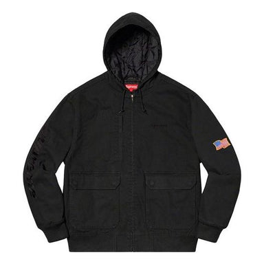 Supreme Plaid Wool Hooded Work Jacket 'Black Grey' SUP-FW23-075