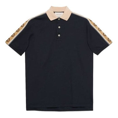 Gucci GG Logo Embroidered Contrasting Colors Short Sleeve Polo