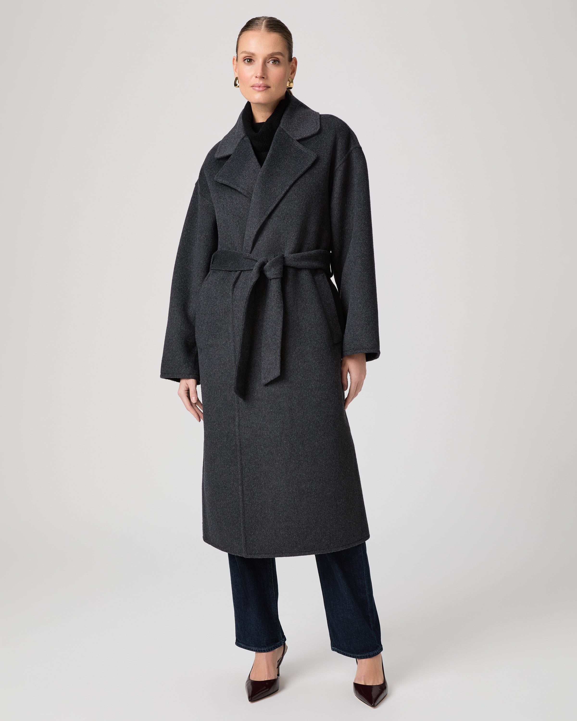 Long Connery Coat - Dark Charcoal - PAIGE
