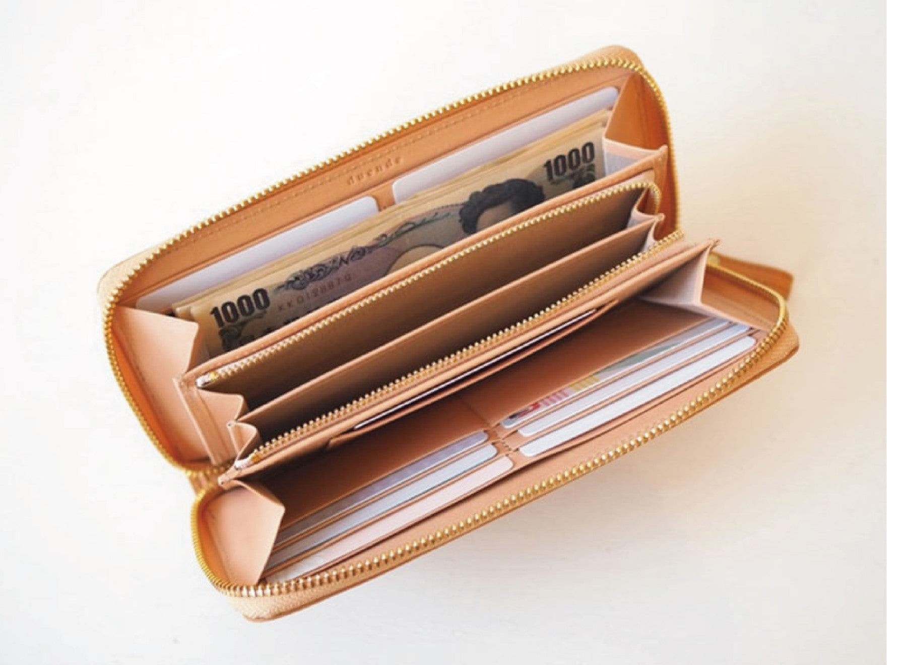 01908】【セミオーダー】 ラウンドファスナー長財布 本革 表革ピンク