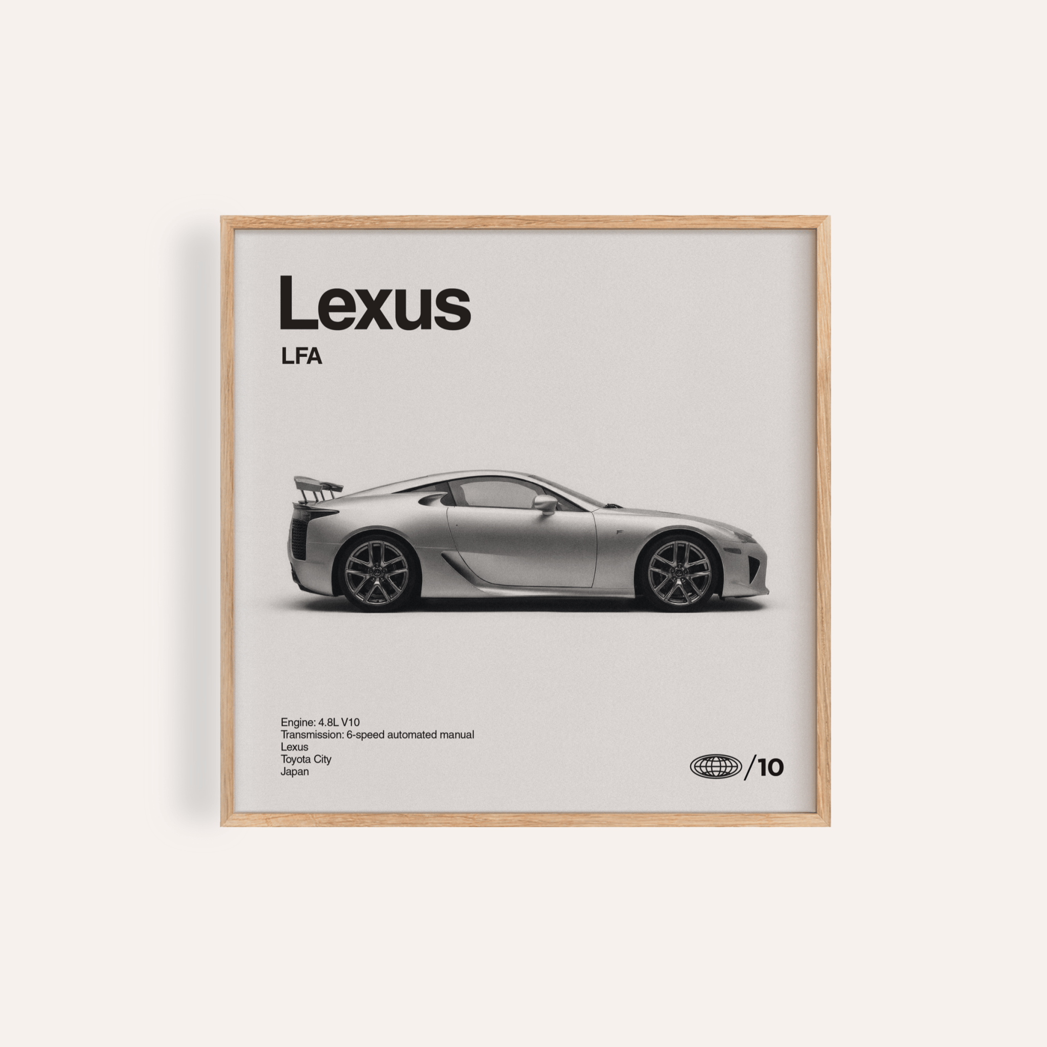 Lexus Art Print – LFA Gray Black White Wall Art