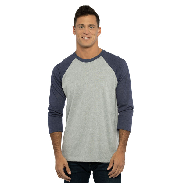 Tri-Blend 3/4 Raglan T-Shirt - Indigo/Heather White | 6051 | NLA
