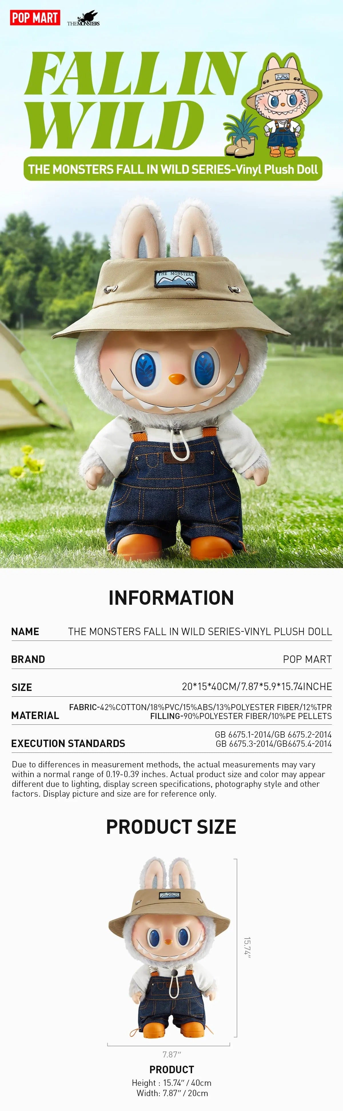 THE MONSTERS - FALL IN WILD SERIES - Vinyl Plush Doll (16 in