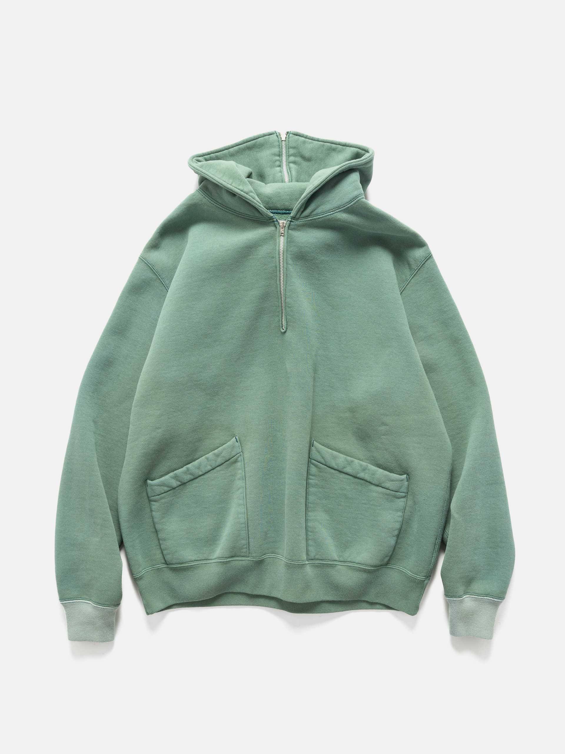 A.PRESSE Sailor Hood Half Zip Sweatshirt Green | HAVEN