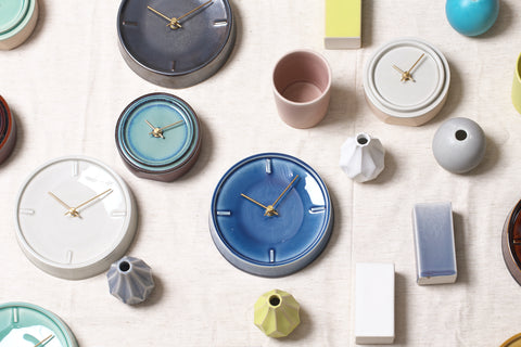 美濃焼 時計 | 掛時計 GLAZED CLOCK | ペールブルー P-12 | SUGY