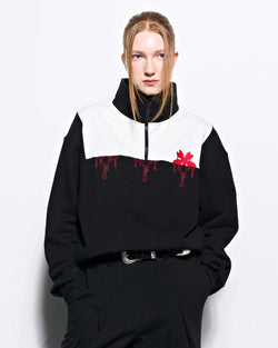 Embroidered Half Zip-Up _ Yellow - KIMZISU | 60% - Asian Fashion
