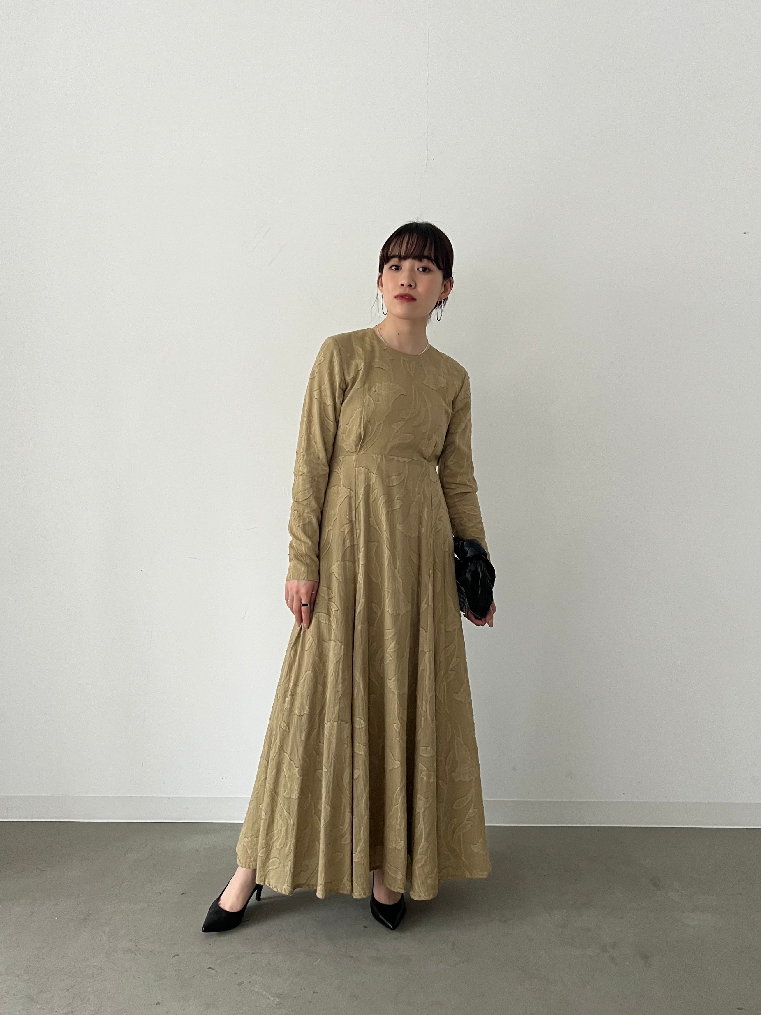 slit sleeve jacquard flare dress – louren store