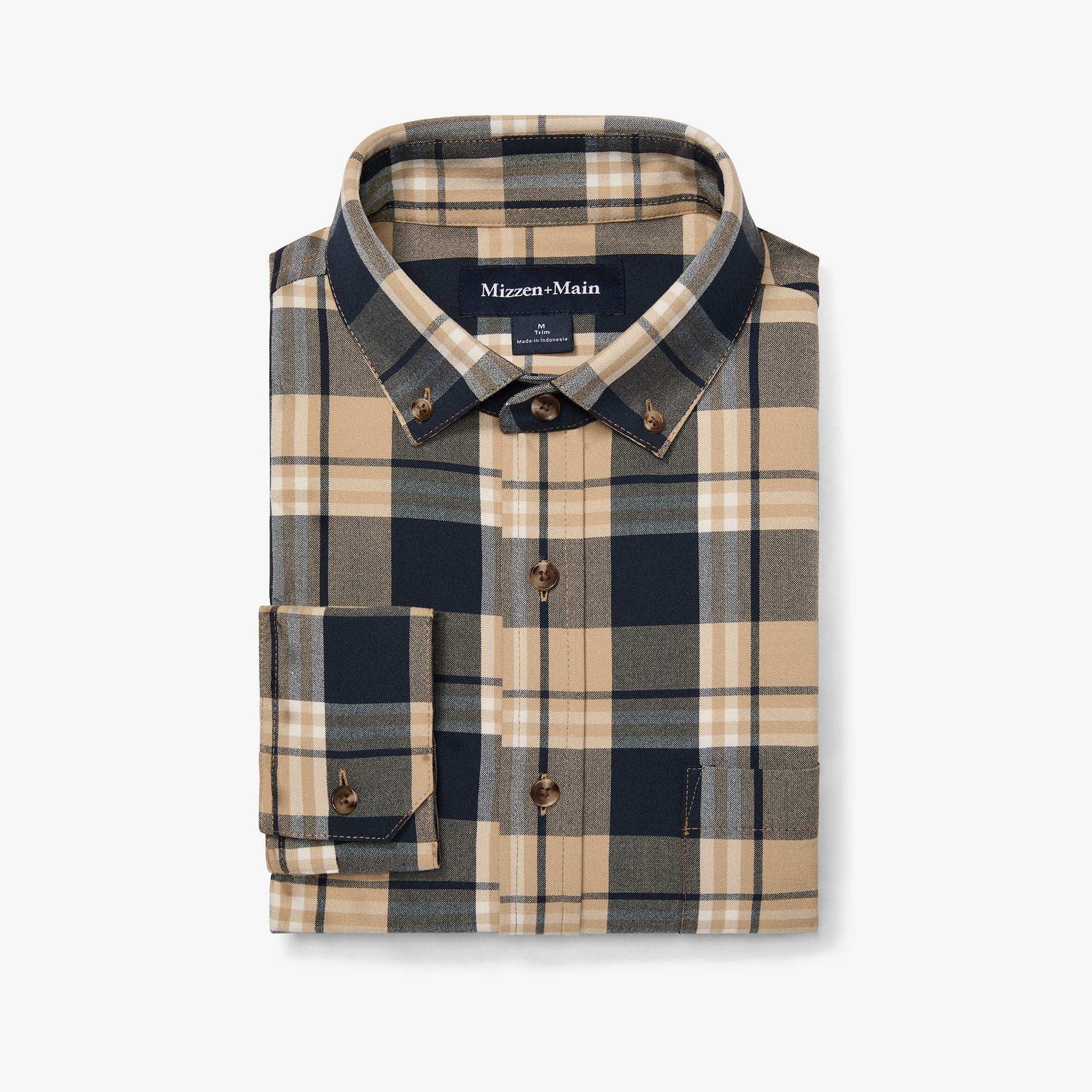 Khaki William Plaid City Flannel | Mizzen+Main