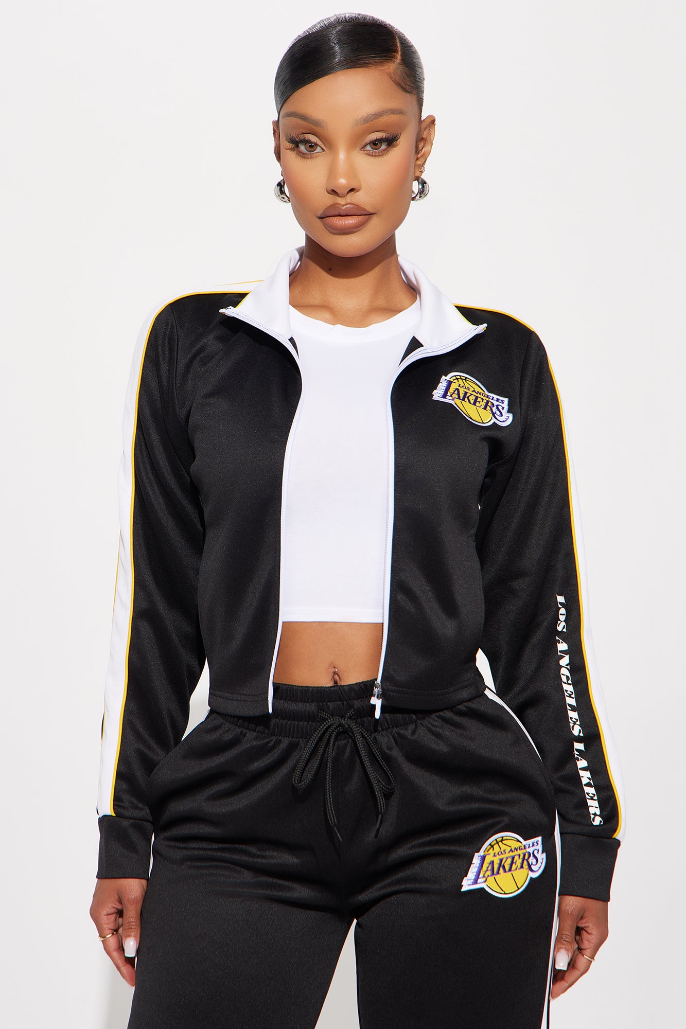 Lakers Halftime Zip Up Jacket - Black | Fashion Nova