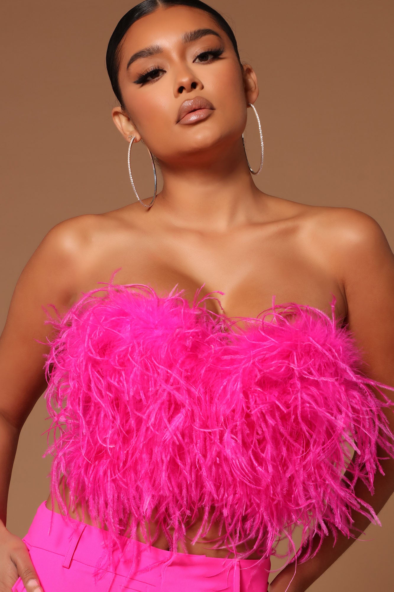 Asalia Feathered Top - Hot Pink | Fashion Nova