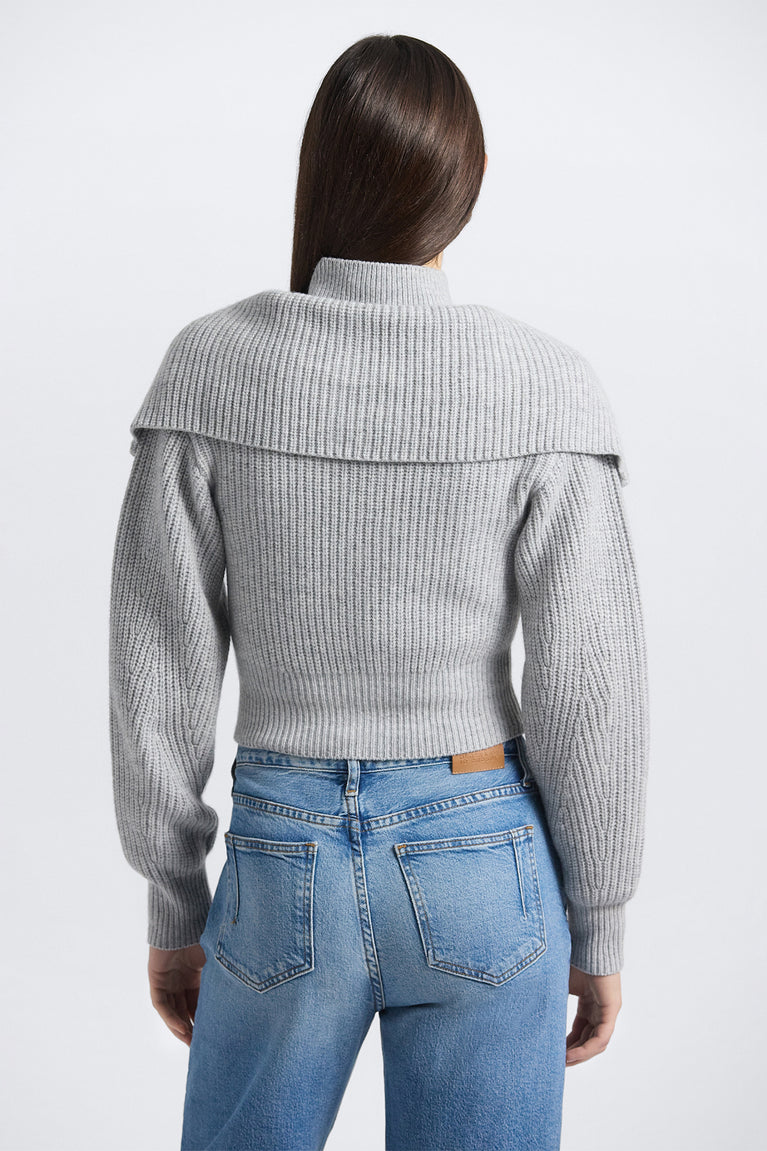 Jayne Layered Zip Front Sweater - Grey – Derek Lam