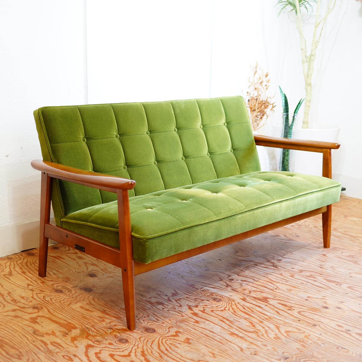 カリモク60 / karimoku60 Kチェア 2シーター モケットグリーン 二人