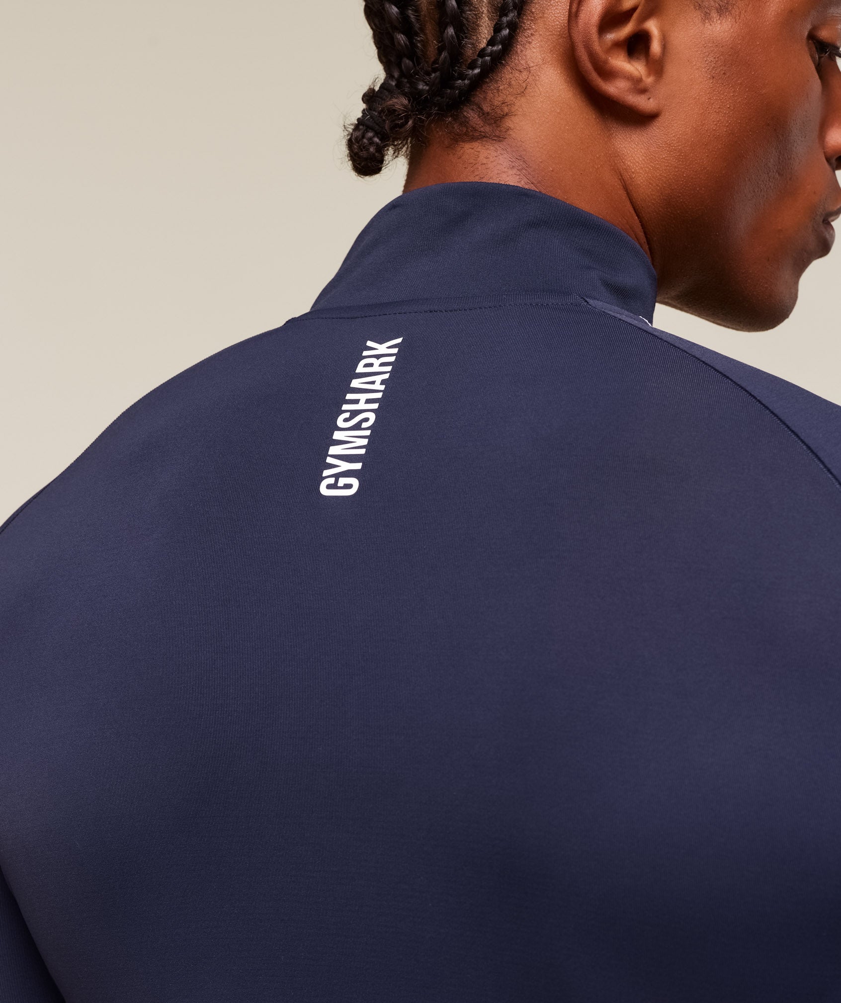 Gymshark Clean Contour Seamless 1/4 Zip - Heavy Blue/White | Gymshark