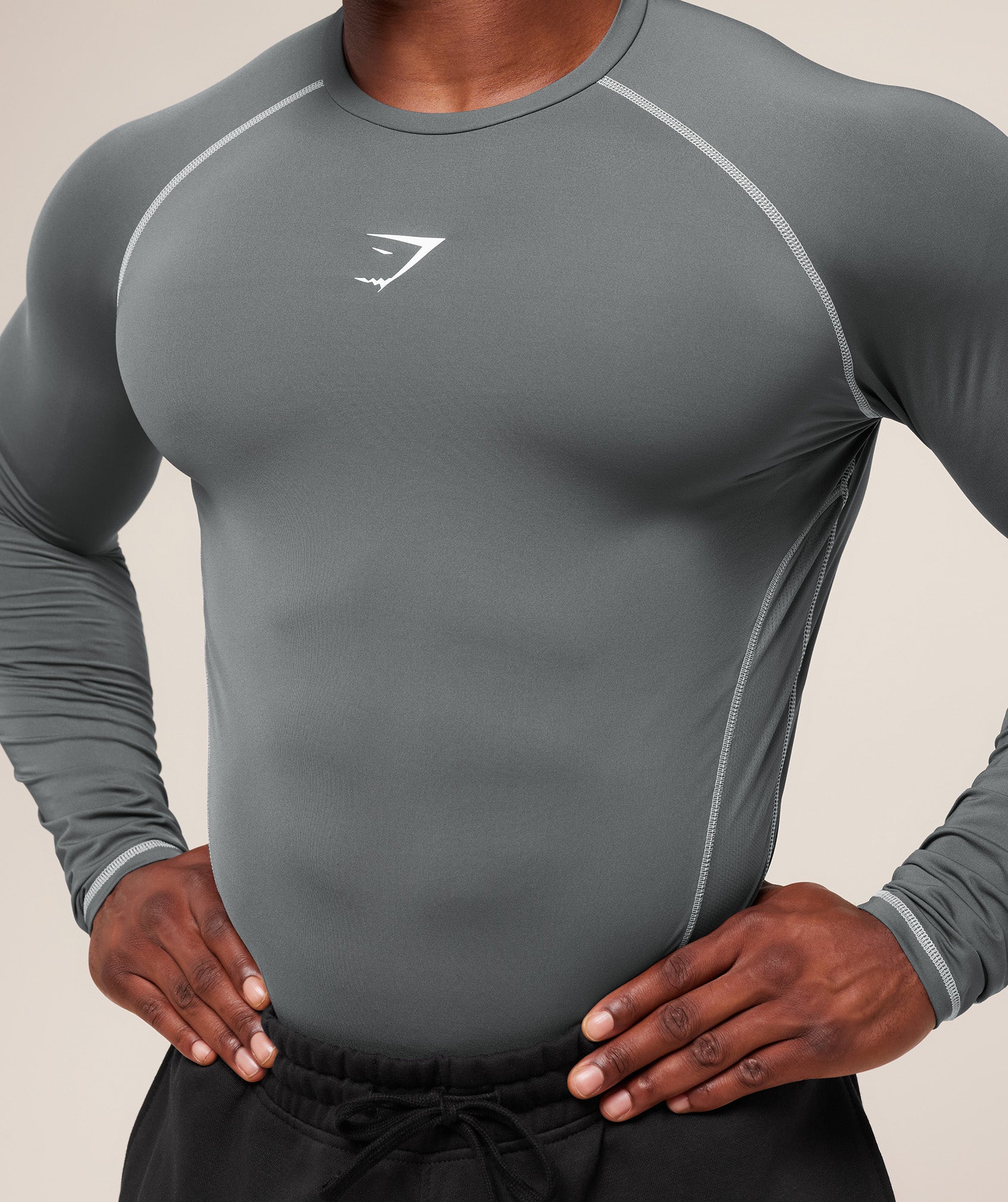 Gymshark Element Baselayer Long Sleeve T-Shirt - Pitch Grey/White