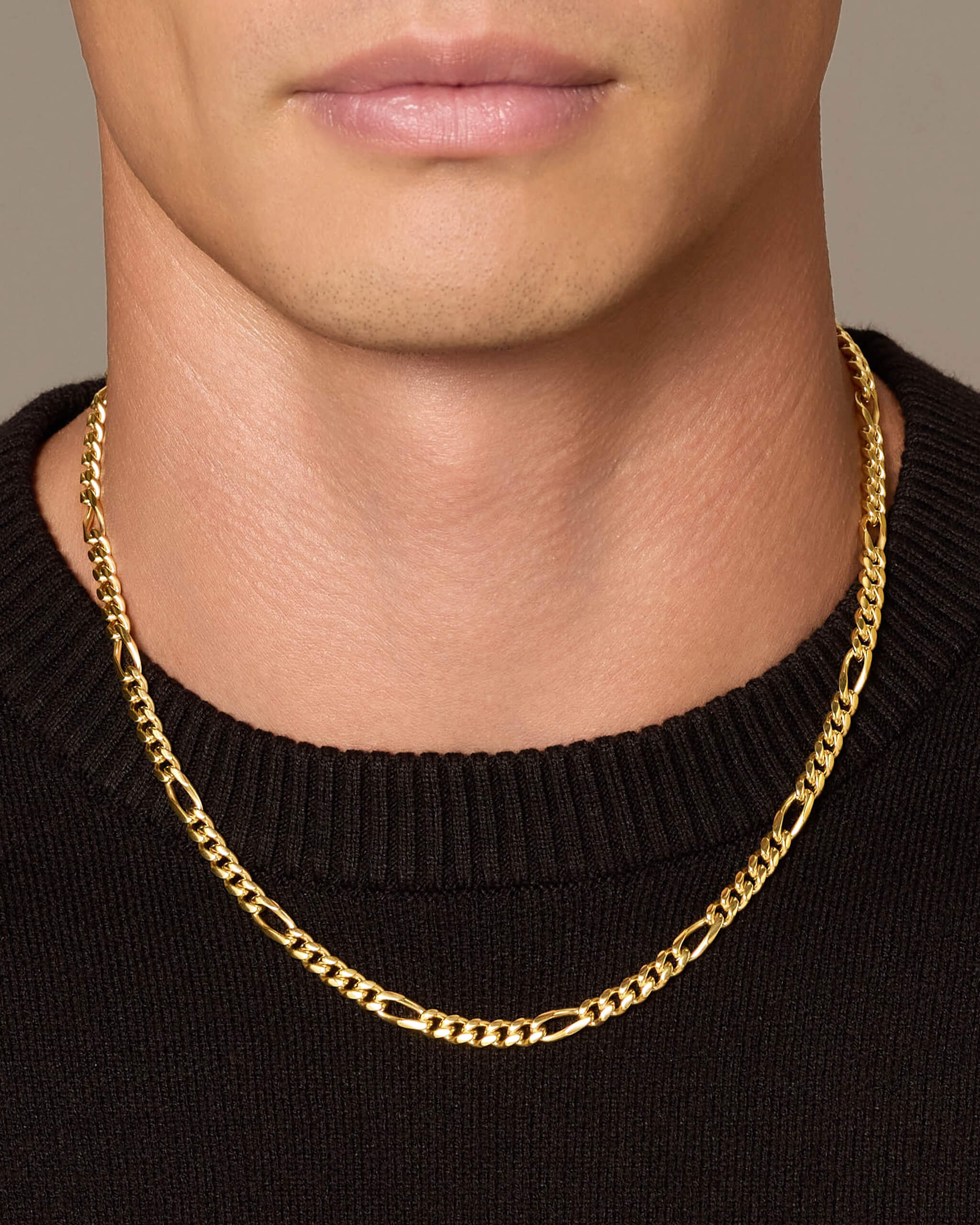 Figaro Chain - 5mm - Men's Gold Figaro Chain - JAXXON