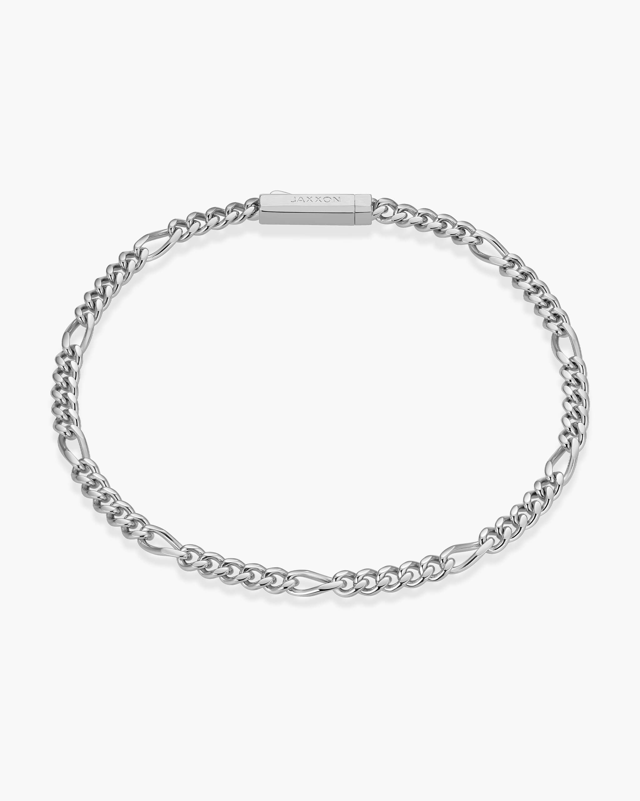 Figaro Set - Men's Silver Figaro Chain + Bracelet - JAXXON