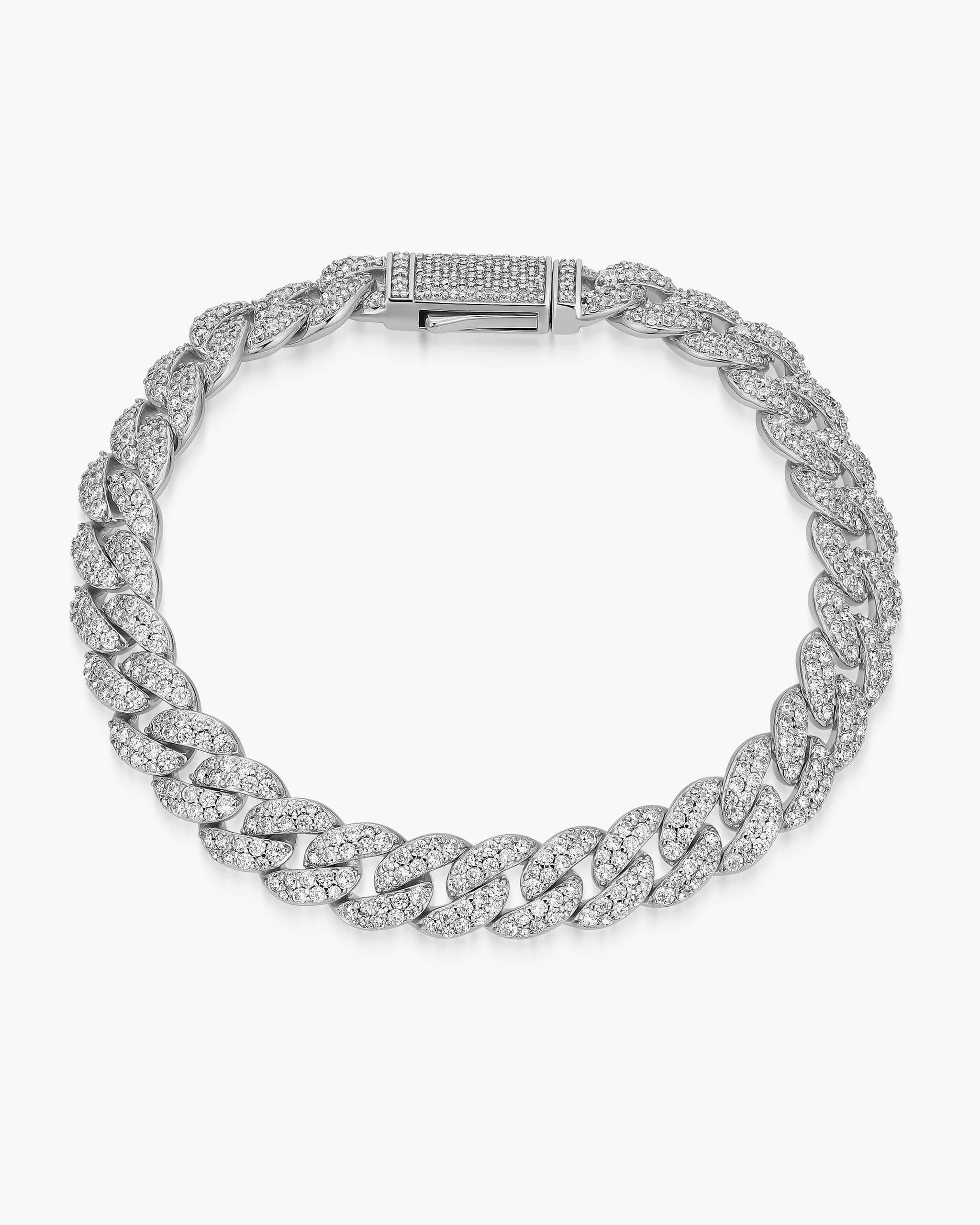 Iced Out Cuban Link Bracelet 8mm - Men's Silver Bracelet - JAXXON