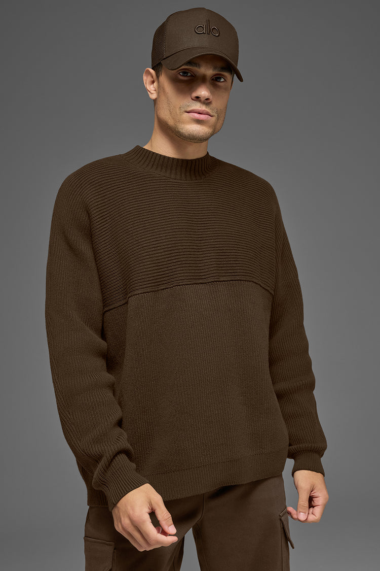 Domain Shift Rib Knit Sweater Crew - Espresso | ALO