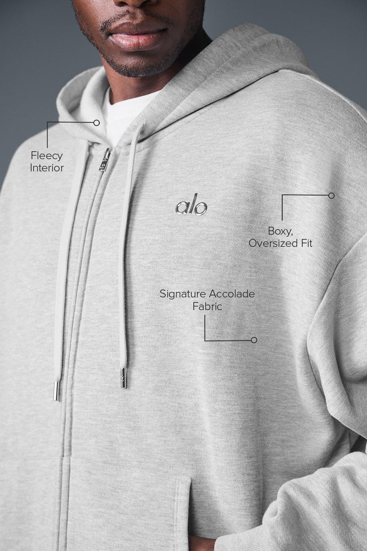 Accolade Full Zip Hoodie - Athletic Heather Grey | ALO