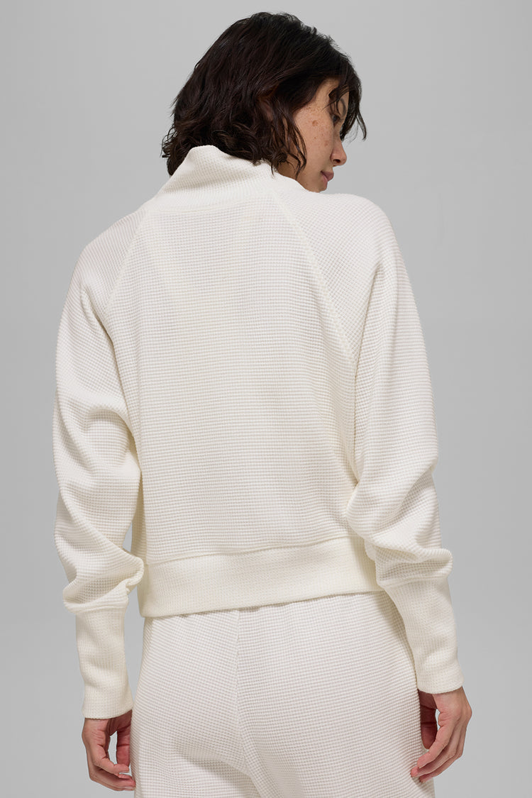 Waffle Weekend Escape Mock Neck Long Sleeve - Ivory | ALO