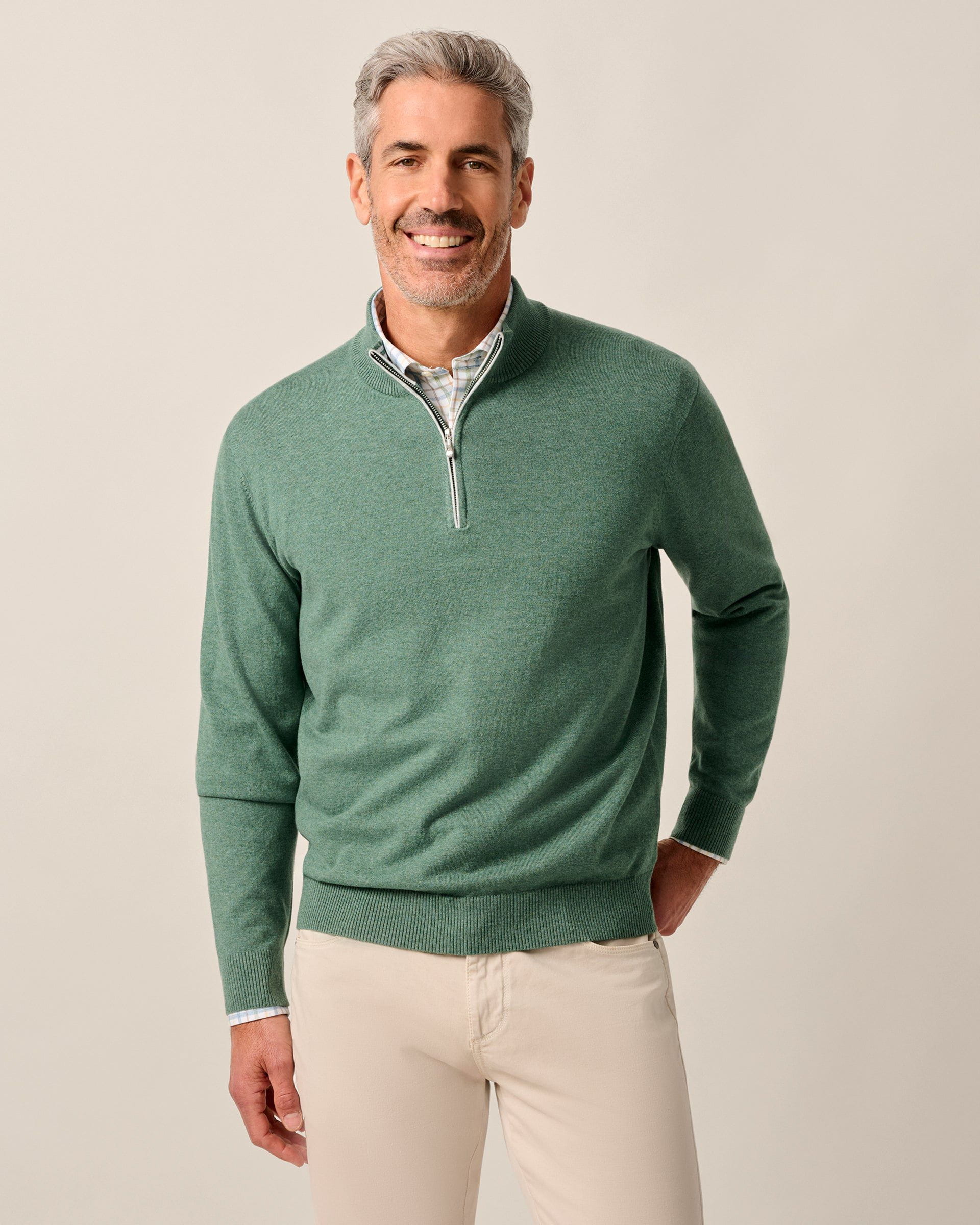 Desmond Plaited Cotton Blend 1/4 Zip Sweater · Johnnie-O