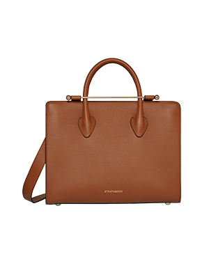 ストラスベリー - Midi Tote - トップハンドルレザートート - タン