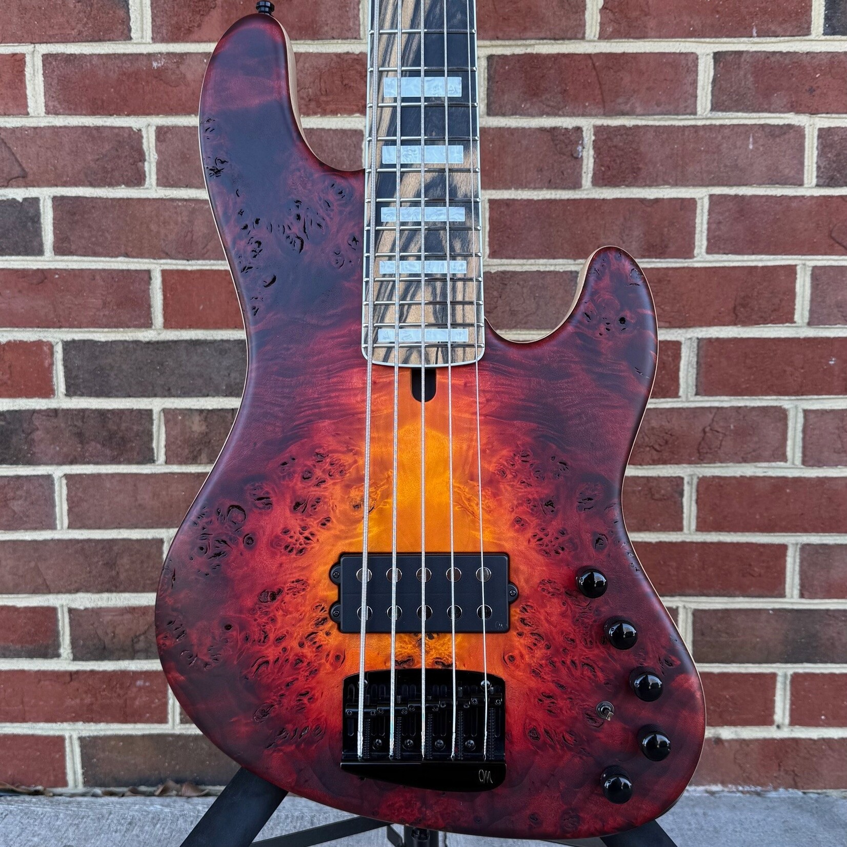 Mayones Jabba Custom 5, Lava Burst Raw, 4A Eye Poplar Top, Swamp