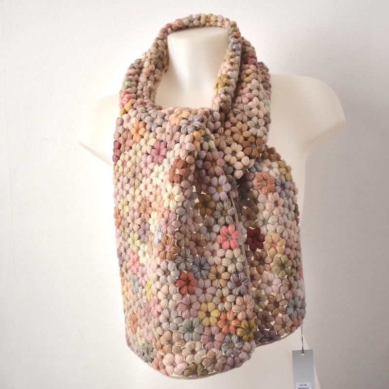 Sophie Digard - large merino wool scarf - hand crocheted - 