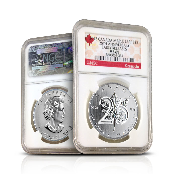 2013 Canadian Maple Leaf 25th Anniversary Early Releases | NGC MS69