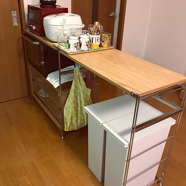 無印良品 ステンレスユニットシェルフ・オーク材棚セット・ワイド・小