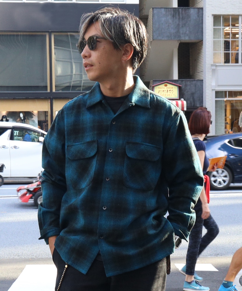 ウールミックスオープンカラーシャツ(S ブラック): トップス｜Right-on