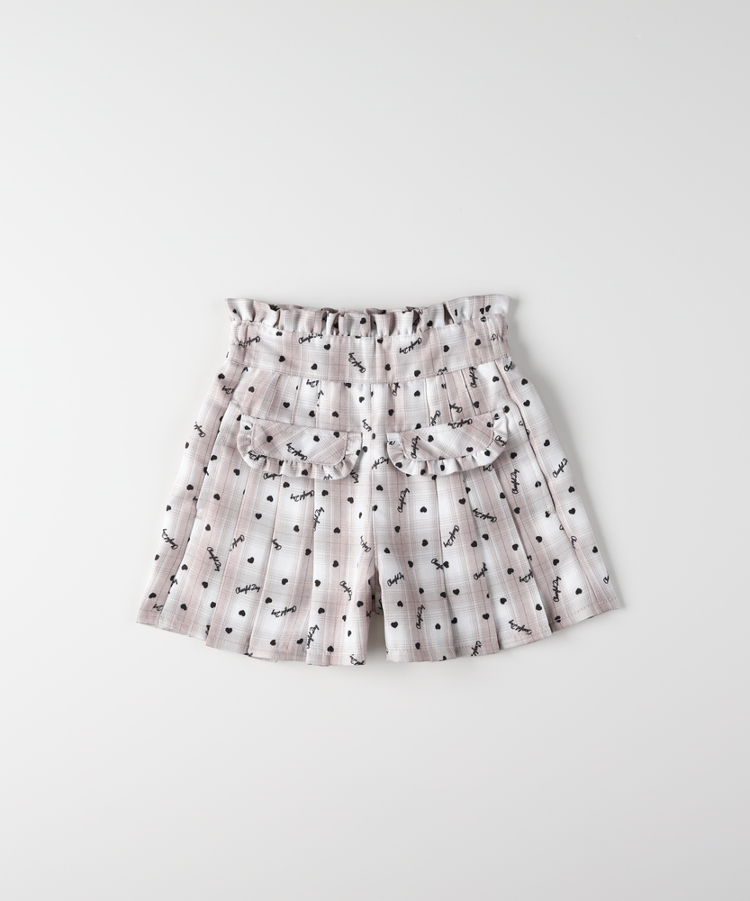 ロゴプリントチェックキュロットパンツ(110 ベージュ): ボトムス