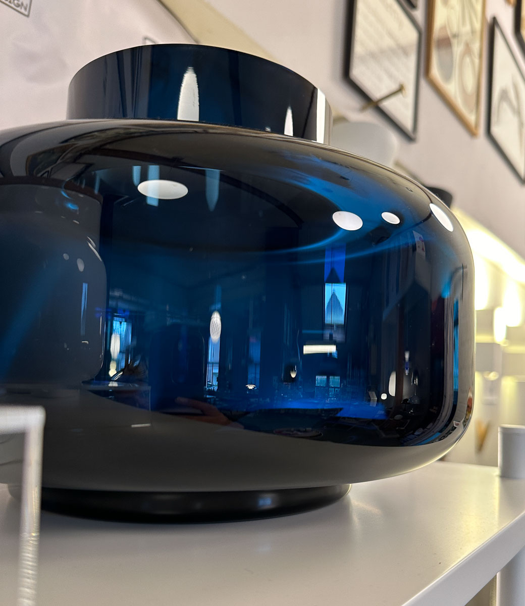 Big Marimekko Urna Vase in blue glass at North Sea Design - NORTH