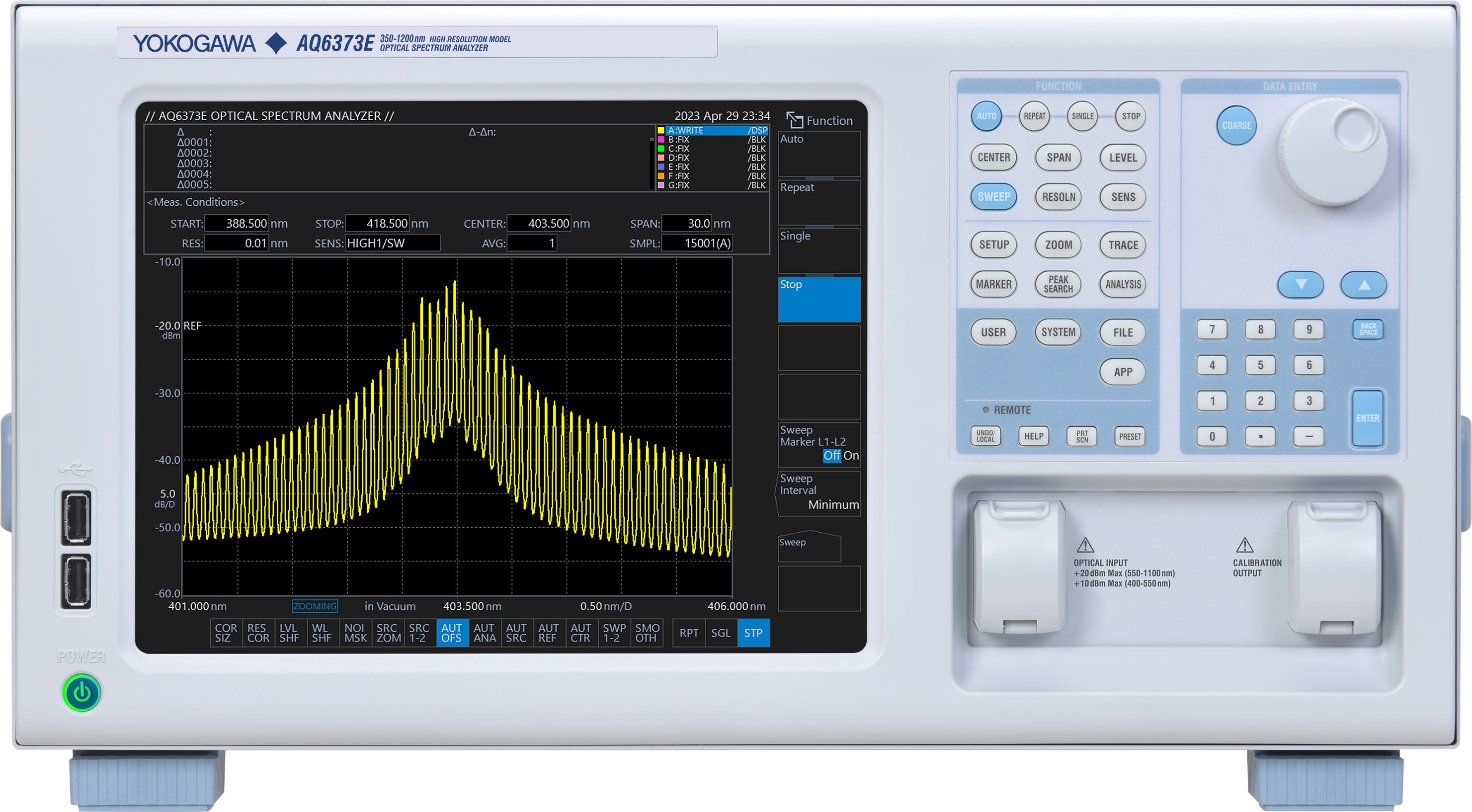 AQ6373E Optical Spectrum Analyzer 350 - 1200 nm | Yokogawa Test