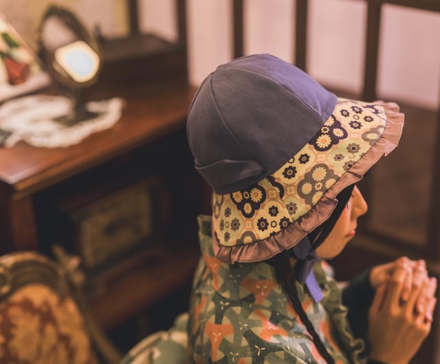 台湾 【昭和花柄】クラシックフリルハット/サンハット/バケットハット