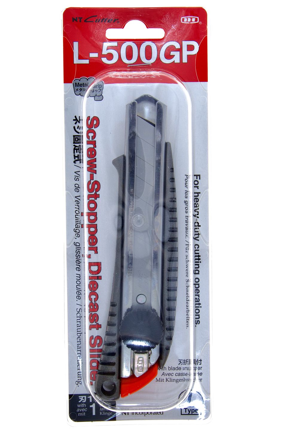 NT Cutter L-500GP 18mm Snap Off Screw Lock Utility Knife Aluminum