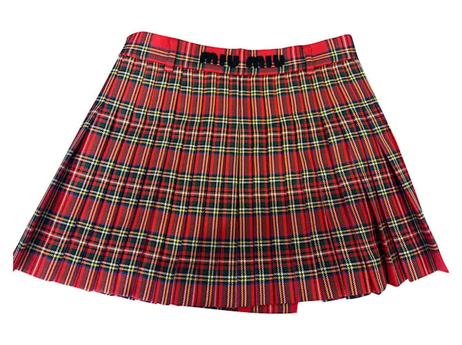 Miu Miu Pleated mini skirt Red Wool ref.773574 - Joli Closet