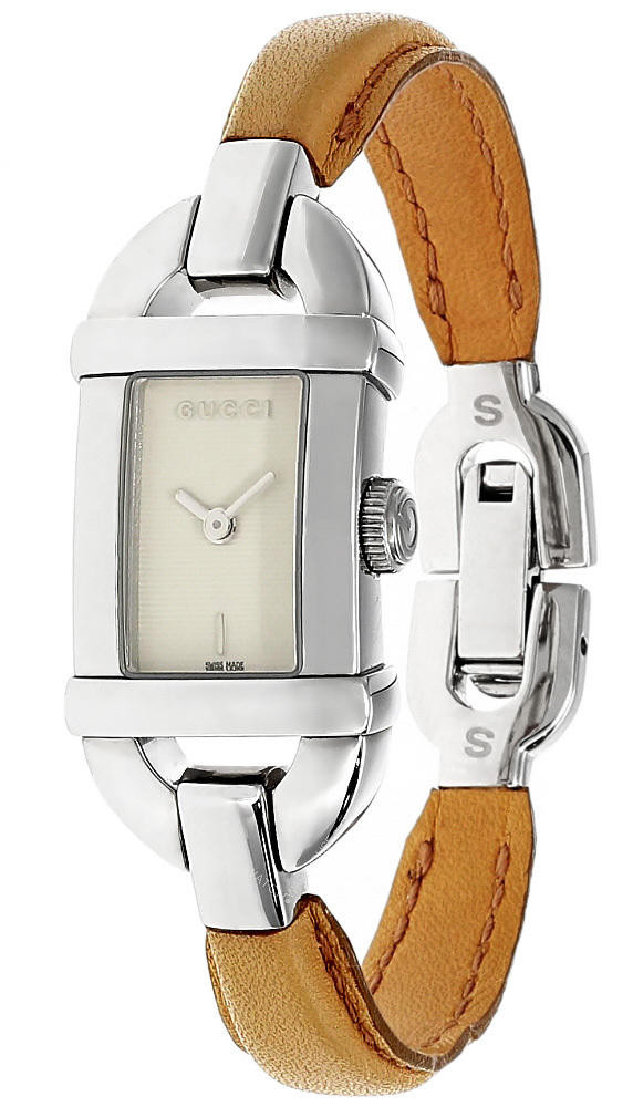 GUCCI Timepieces SS Silver Dial Pecan Leather (S) Women's Watch