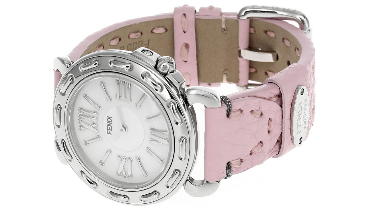 FENDI Selleria 37MM MOP Dial Pink Leather Women's Watch F83336H