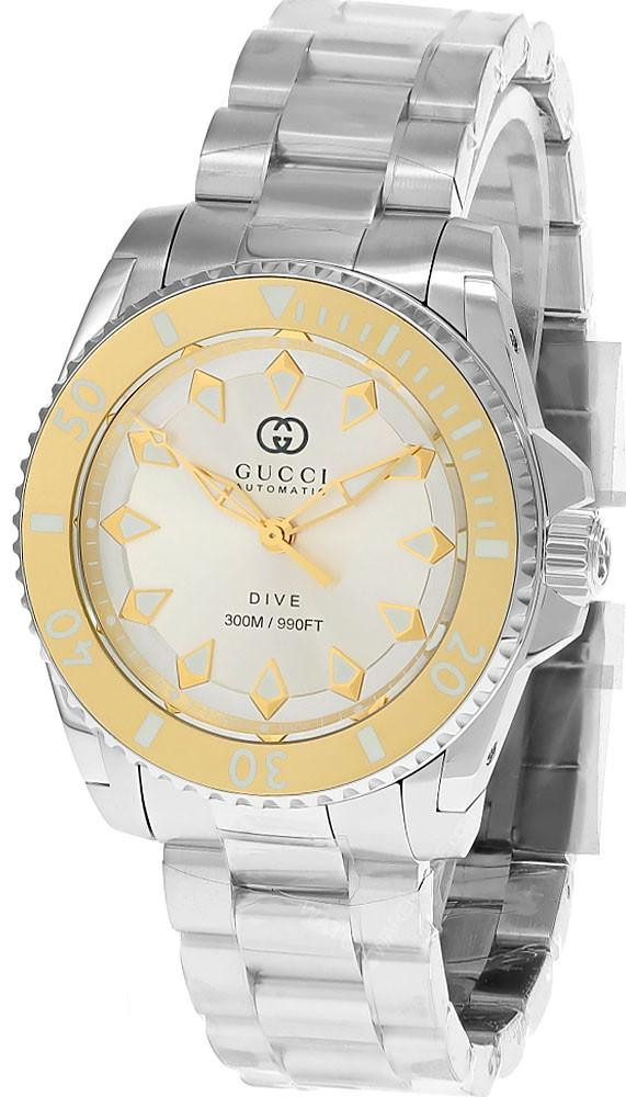 GUCCI Dive Automatic SS 40MM Gold Silver Dial Men's Watch