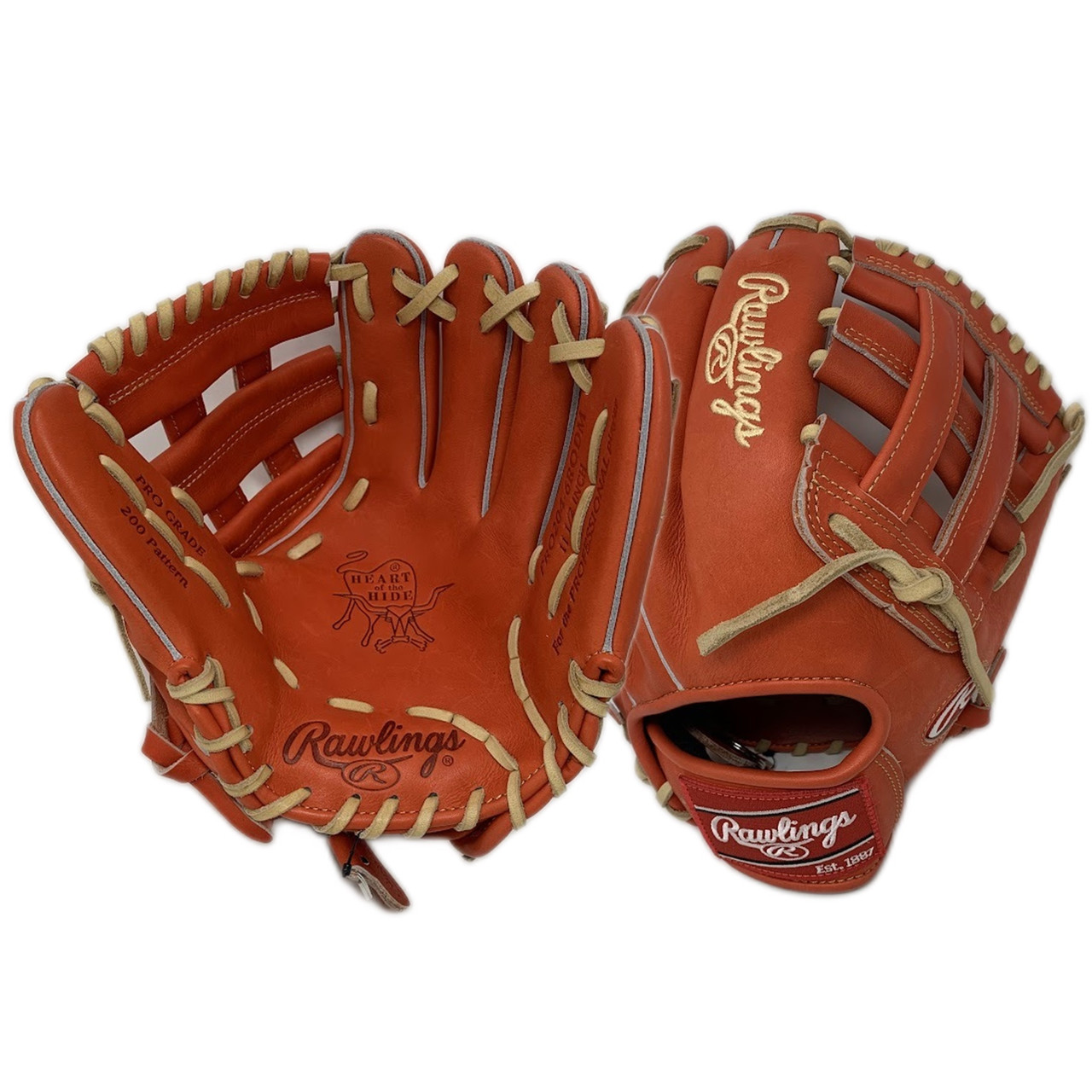 Rawlings Red Orange Heart of the Hide 11.5 H Web Baseball Glove