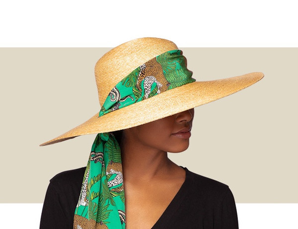 TUSCANY - Natural with Blue Silk Scarf - Gold Coast Couture