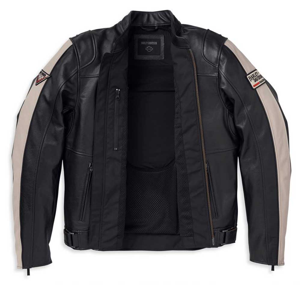 Harley-Davidson® Men's Enduro Striped Leather Riding Jacket, Black