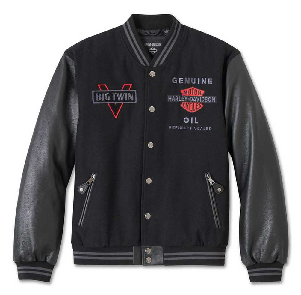 Harley-Davidson® Men's V-Twin Varsity Leather Jacket - Black 97002