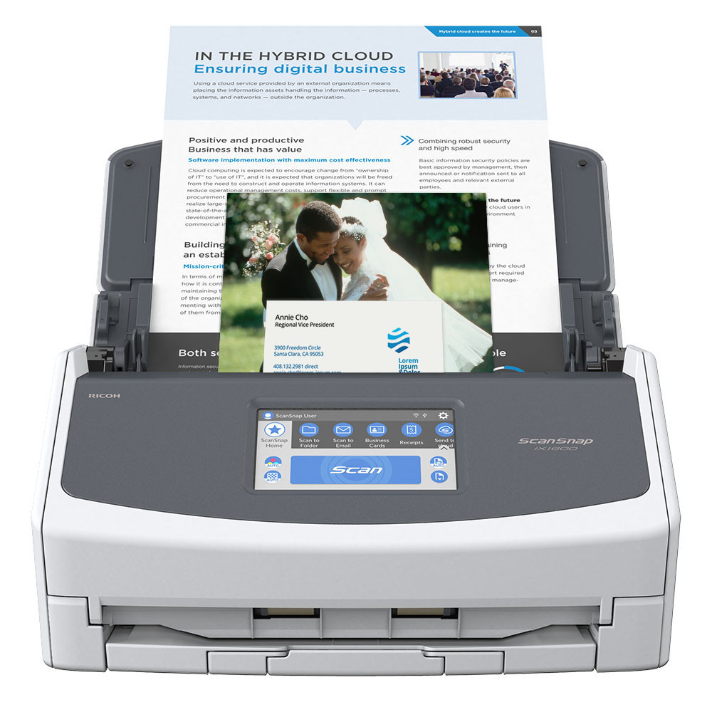 ScanSnap iX1600 Touch Screen Scanner for PC and Mac (White)