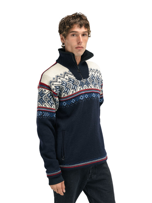 Dale of Norway - Vail Men's Windstopper Sweater: Midnight Navy/Off