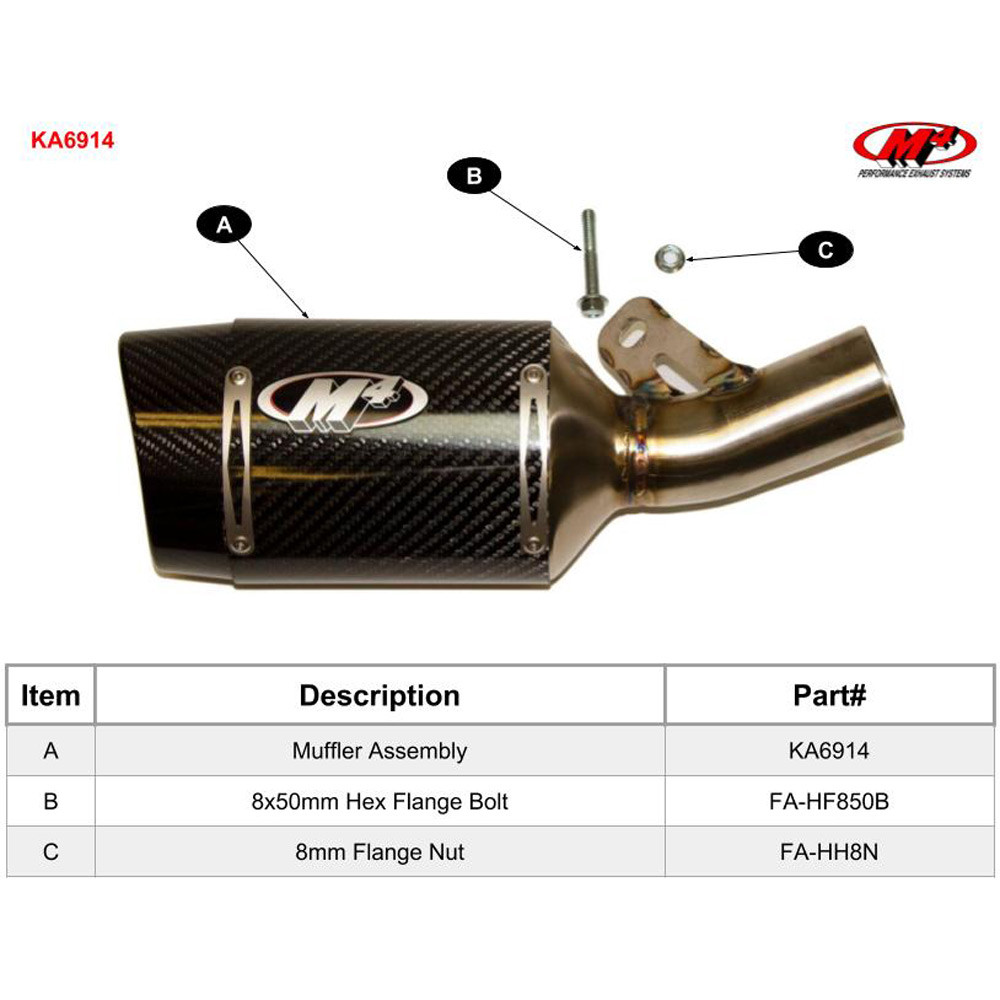 M4 Kawasaki ZX6R 2009-2025 Carbon Street Slayer Slip On Exhaust