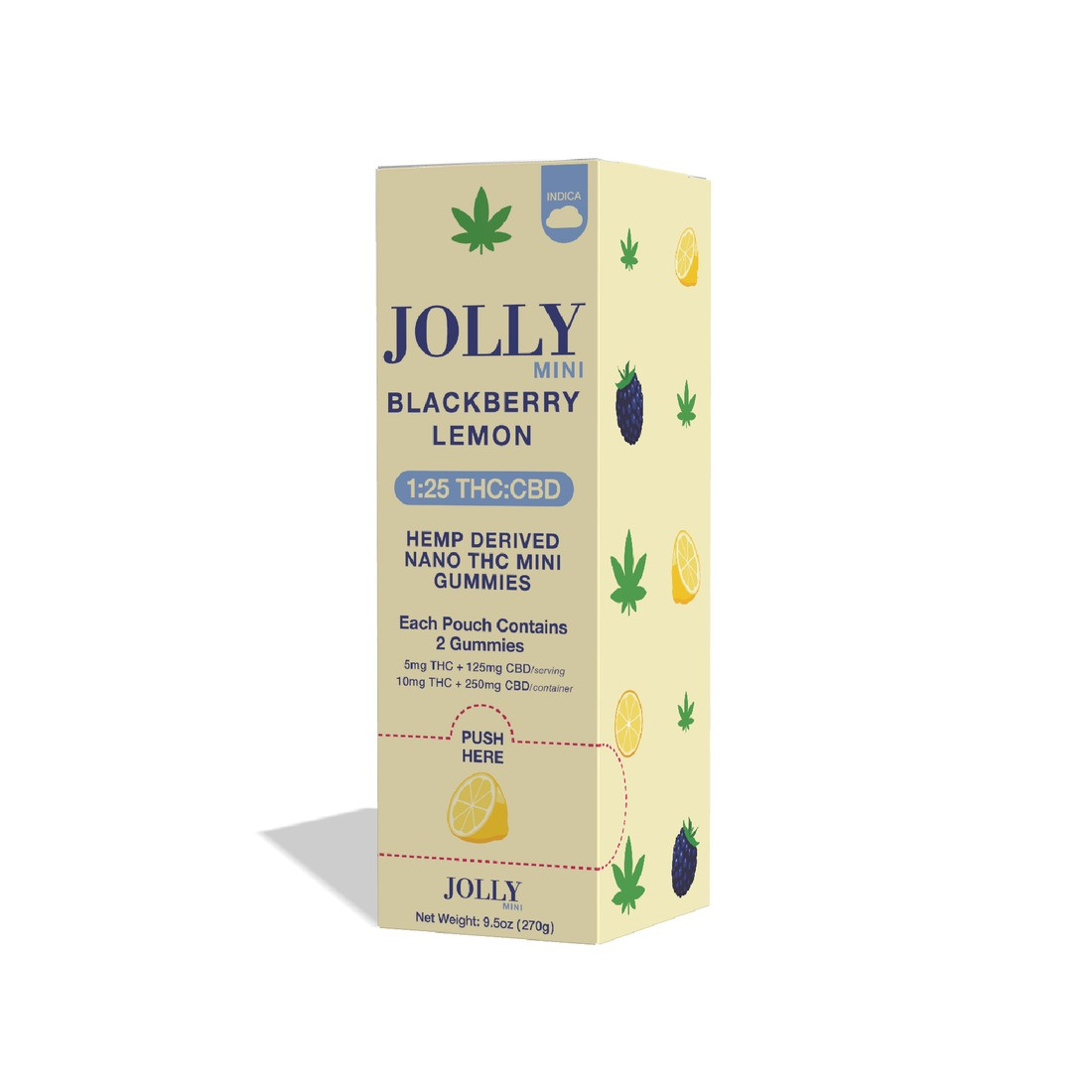 Jolly Mini 1:25 D9 THC + CBN + CBC + CBG + CBD Nano Gummies - Calm