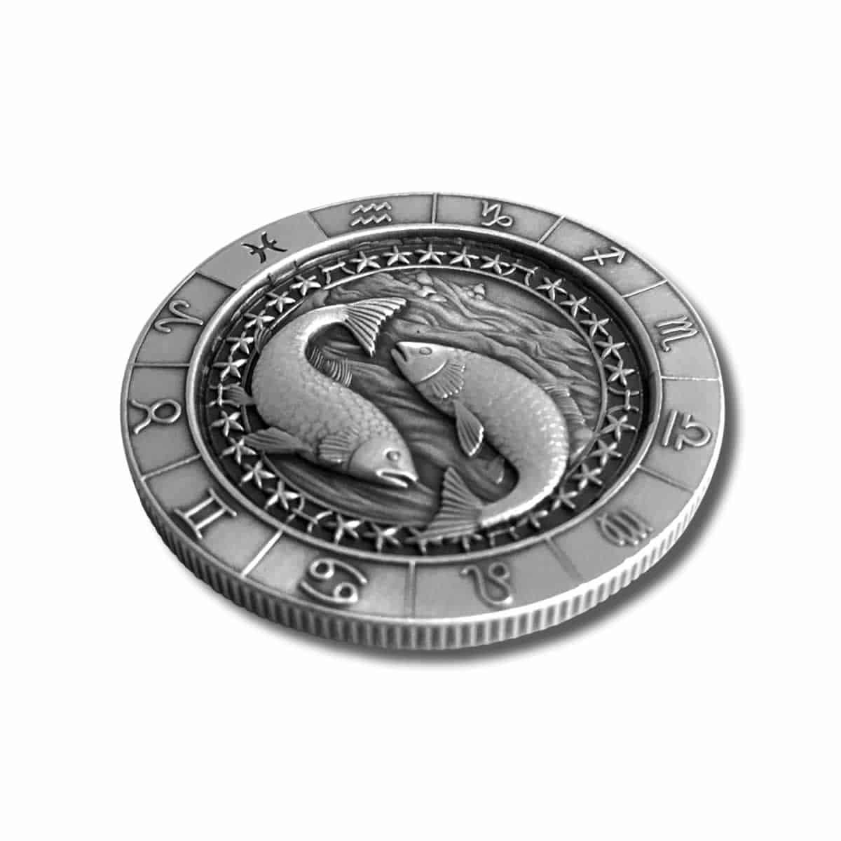 1 oz .999 Fine Silver Zodiac Round - Pisces the Fish (Feb 19th